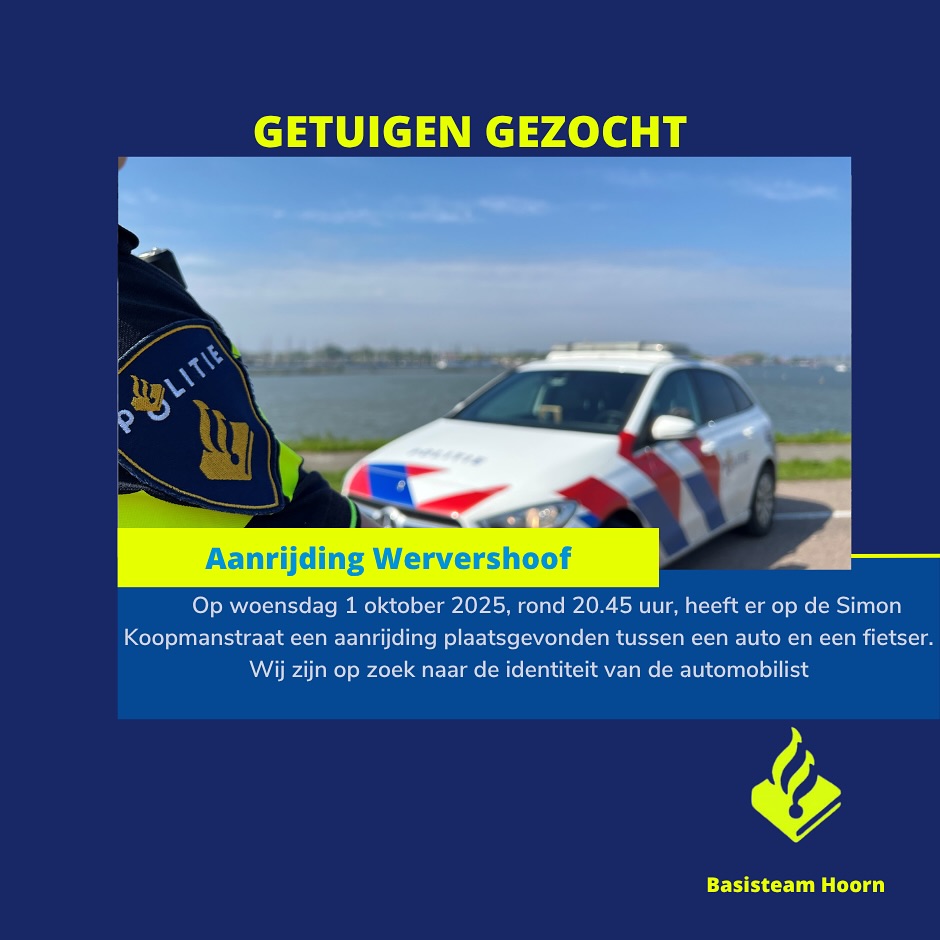 Politie zoekt bestuurder na aanrijding met fietser in Wervershoof