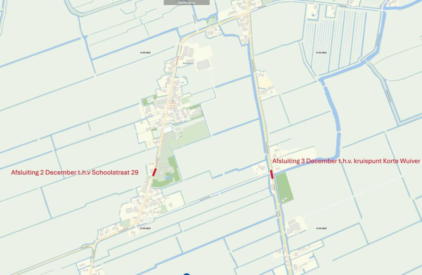 Begin december wegafsluitingen in gemeente Opmeer door asfaltwerkzaamheden